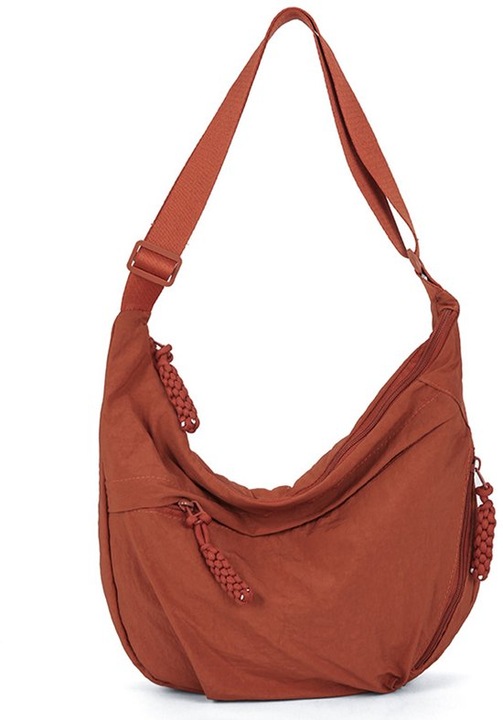 Geanta umar dama, model hobo, nylon impermeabil, portocalie, 37.5x7.9x22.8cm