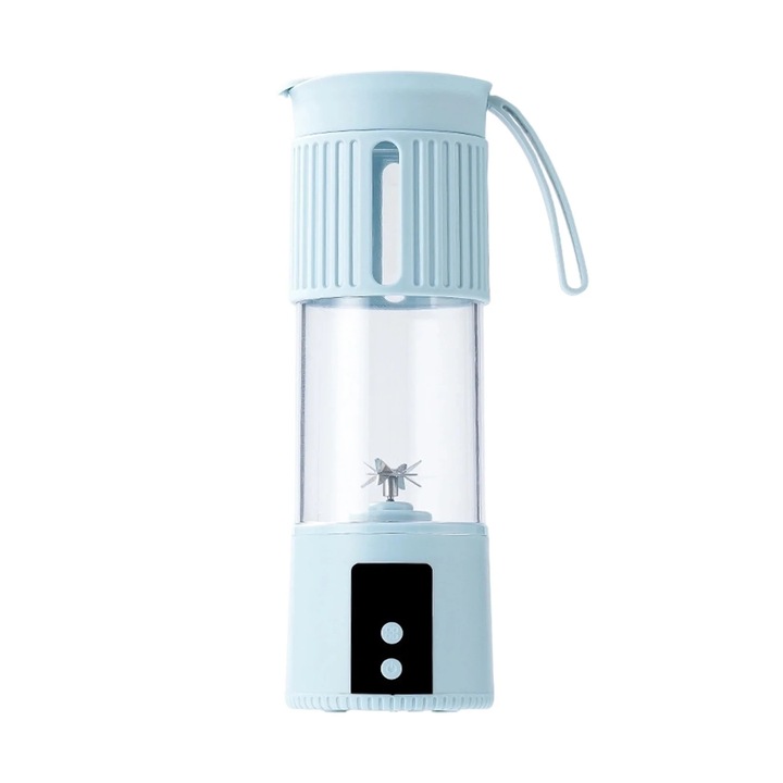 Blender portabil electric, capacitate mare, 12 lame din otel inoxidabil, albastru deschis, 9.33x3.15 inch