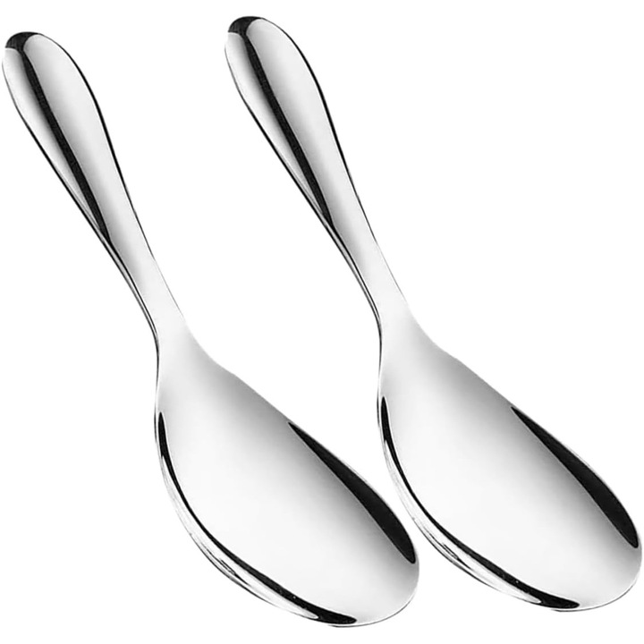Set 2 linguri din otel inoxidabil, lingura de orez, lingura pentru piure, design ergonomic