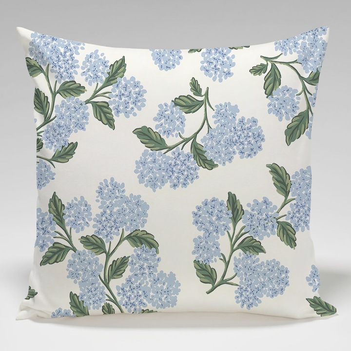 Fete de perna, 18x18 inch, imprimeu floral albastru-verde, fermoar invizibil, set de 2 bucati