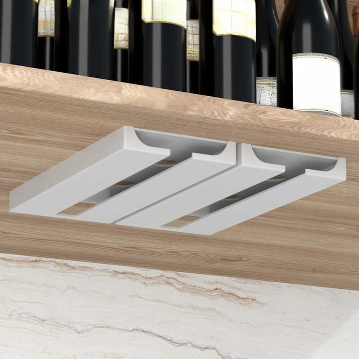 Suporturi pentru pahare de vin, set de 2, plastic, alb, 10x4.3x0.8 inches