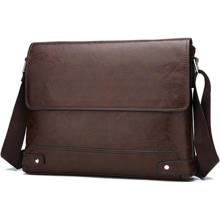 Férfi crossbody táska, vízálló, 13 hüvelykes, barna, multifunkcionális kialakítás, praktikus rendszerezés