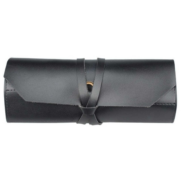 Geanta organizatoare scule din piele, 10 buzunare, neagra, pentru unelte de gradinarit si bricolaj