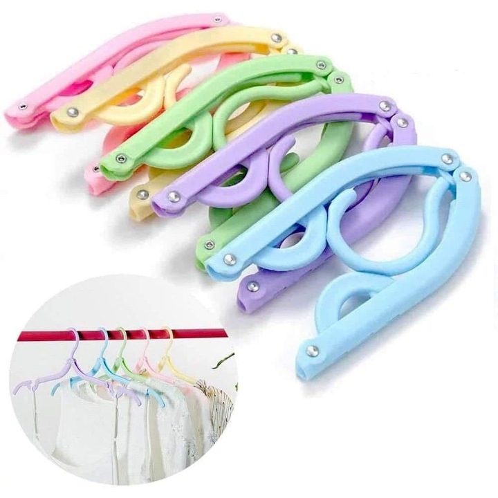 Set de 5 umerase portabile, umerase pliabile din plastic cu caneluri anti-derapante, multicolor, dimensiuni 42.5x17cm desfacute