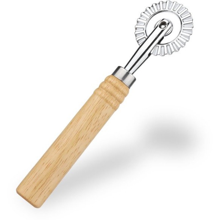 Feliator manual pentru aluat, cu maner din lemn, design clasic, 4cm x 16cm, din aliaj de zinc si stejar