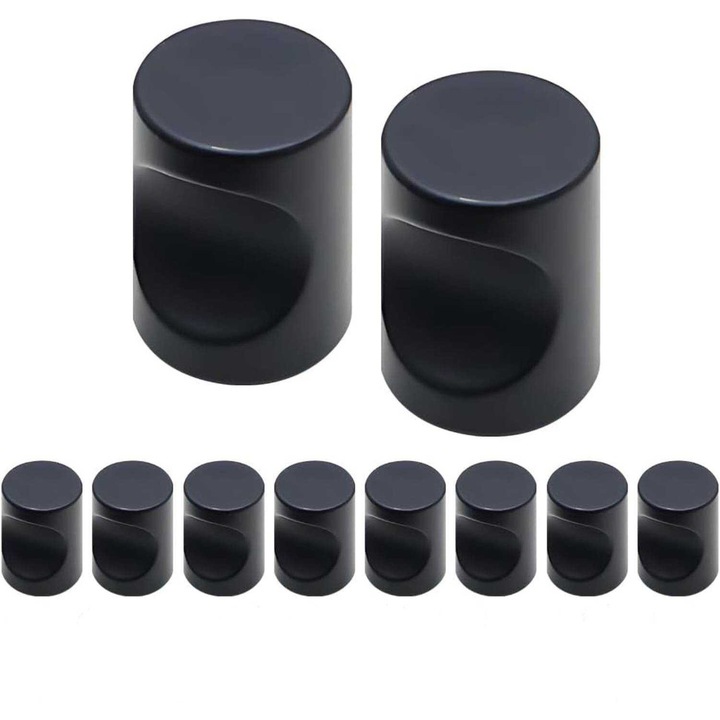 Set 10 manere negre pentru usi de cabinet, din aliaj de aluminiu, 20x25mm, cu suruburi incluse