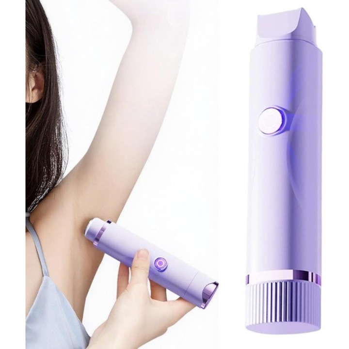 Epilator electric, 15.1x3.2x3cm, set cu doua capete, waterproof, portabil, violet