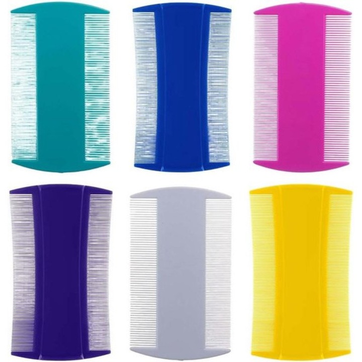 Set piepteni cu dinti fini pentru eliminarea paduchilor, 6 piese, 10x5.5cm, multicolor