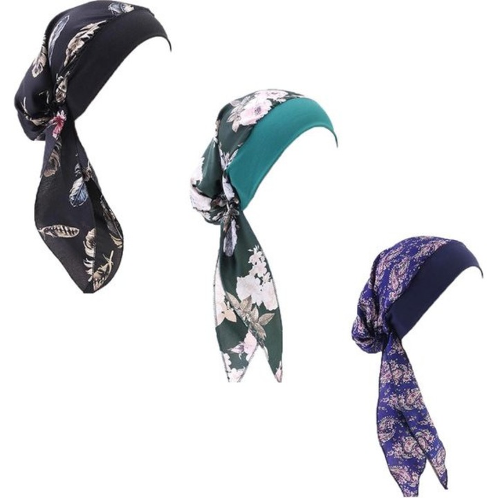 Set de caciuli pentru femei, 3 piese, negru, 10x10x10cm