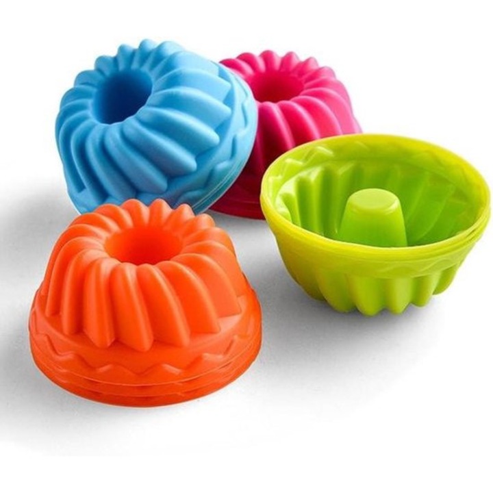 Set forme prajituri din silicon (12 buc), design antiaderent, dimensiune standard, multicolor