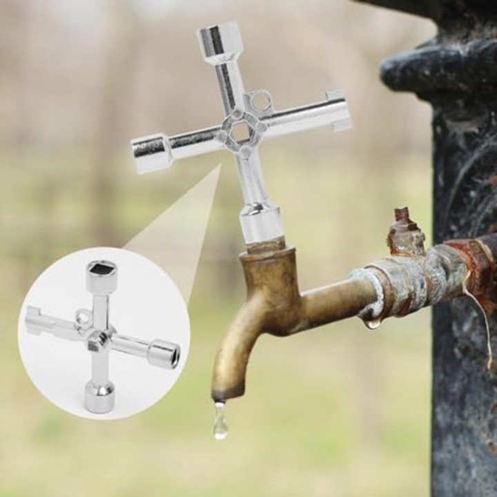 Set de chei multifunctionale din aliaj de zinc, 4 cai, 2 piese, argintii, portabile