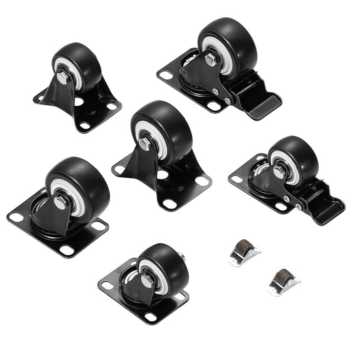 Roti de transport, 2 bucati, capacitate 60kg, negru, 1.5 inch