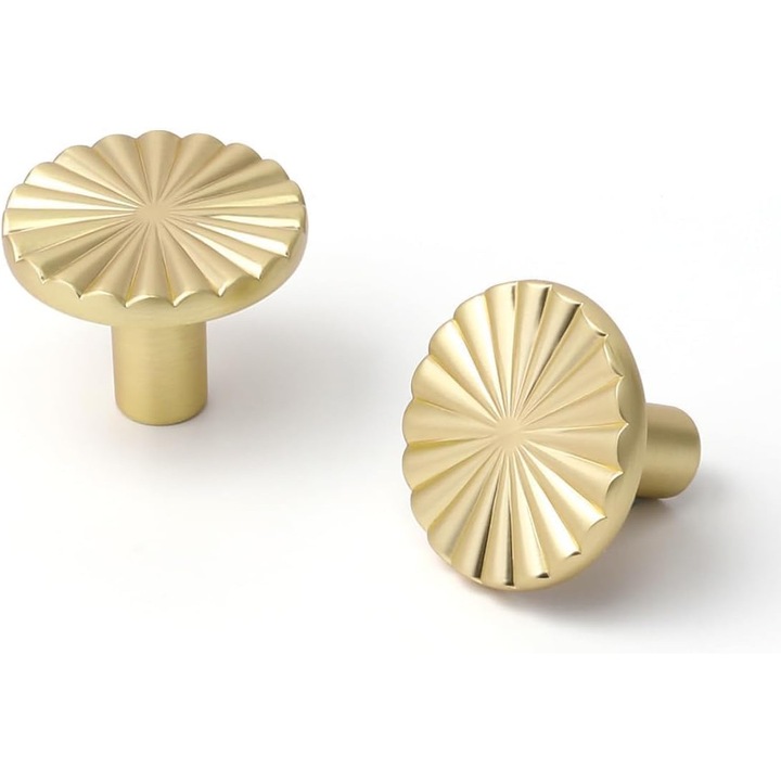 Set 10 manere usi aurii periat, din aliaj de zinc, pentru sertare si dulapuri