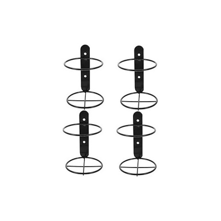 Suporturi pentru sticle de vin, set 4 bucati, metal, negru, design modern