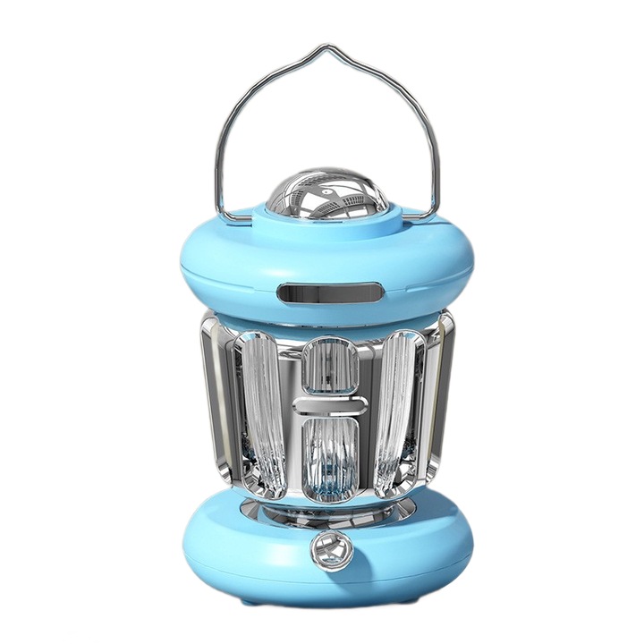 Veioza retro LED, multifunctionala si portabila, albastra, pentru birou, dormitor, camera de copii, camping