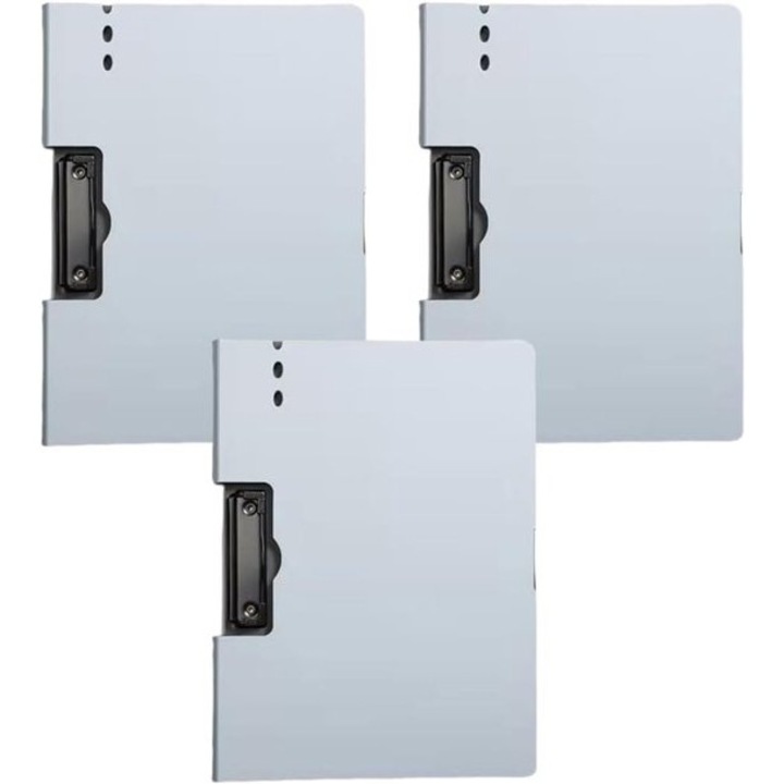 Clipboard A4 set 3 bucati, plastic, argintiu, 31.5x23cm