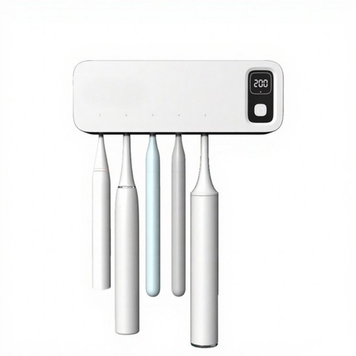 Sterilizator electric pentru periute de dinti, 2000 mAh, alb, 20.5x7x4cm, set cu capac