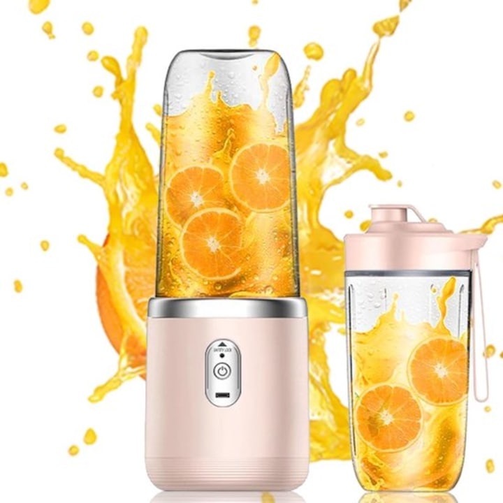 Sticla de suc portabila, 450ml, din otel inoxidabil 304, reincarcabila USB-C, portabila, pentru fructe, set