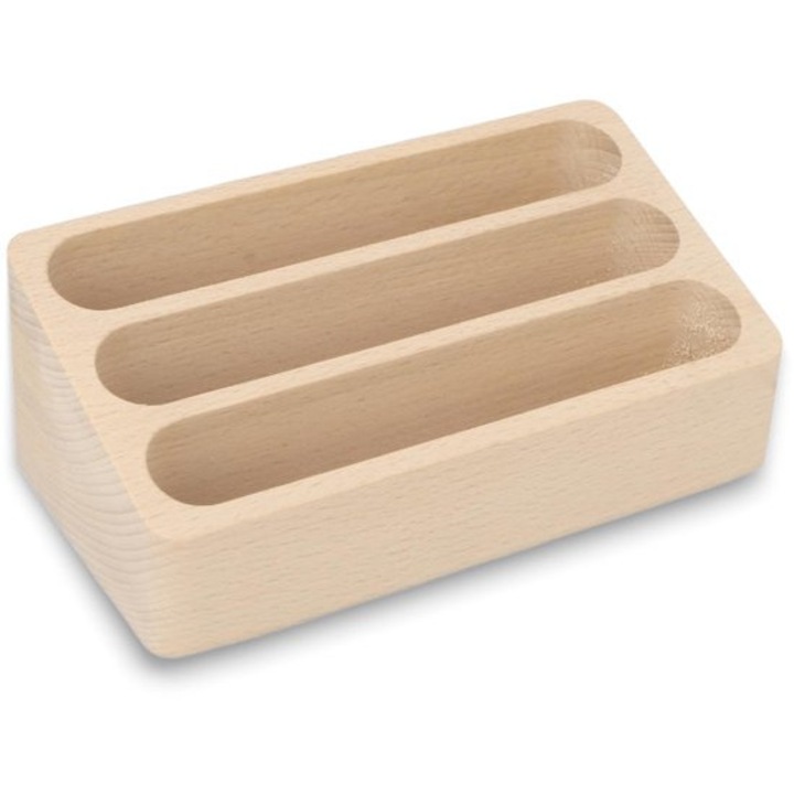 Suport documente din lemn, 3 sloturi, design elegant, capacitate mare, pentru birou