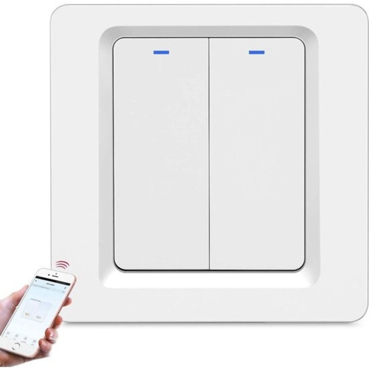 Intrerupator WiFi inteligent, alb, 85x85x4cm, 10A, 110-240V