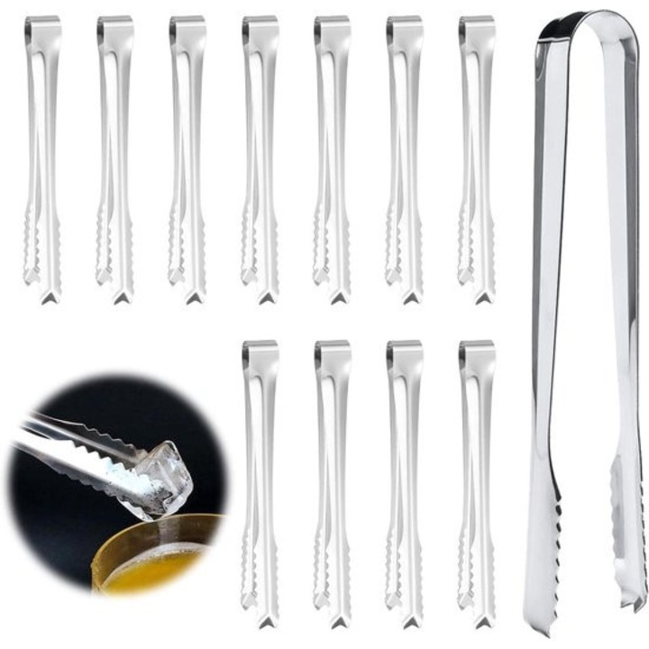 Polonice din otel inoxidabil, set de 12 bucati, 15.5x1.7cm, pentru salate si gheata