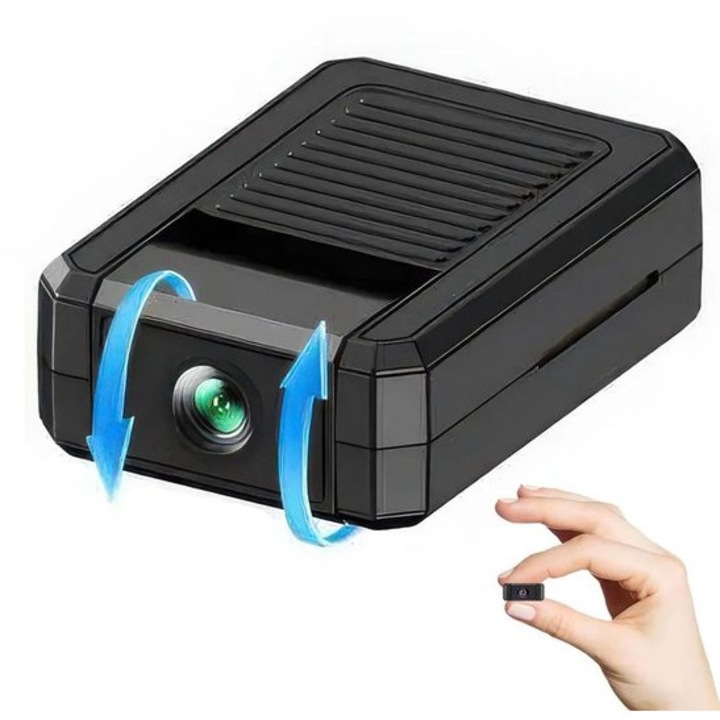 Camera de supraveghere mini WiFi, 180° lentila rotativa, detectie miscare, viziune nocturna, dimensiuni compacte