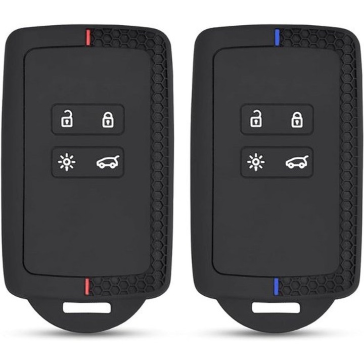 Set de 2 huse din silicon pentru chei auto Renault, protectie durabila, rosu/albastru