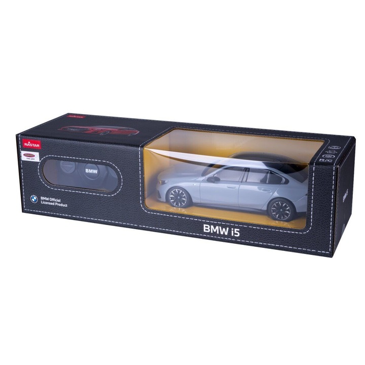 Masina cu telecomanda Rastar BMW I5, gri, scara 1:24, 2WD, anvelope de cauciuc