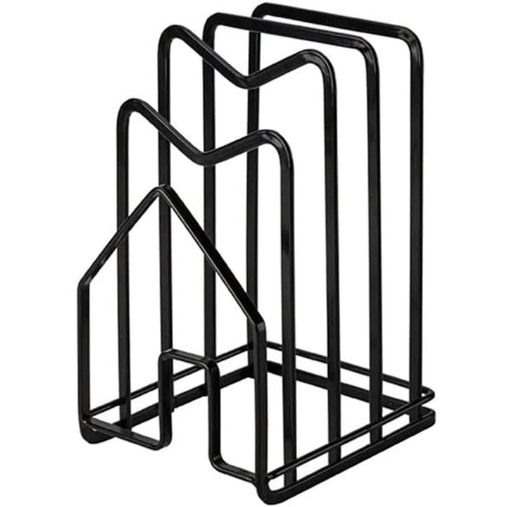 Suport pentru tavite si ustensile, negru, 14.5x12x21.5cm, design modern, din fier