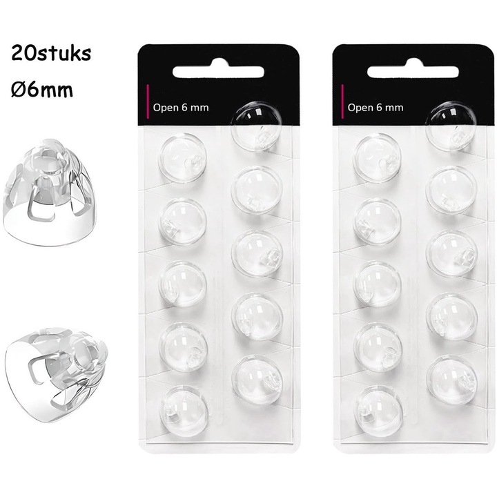 Set 20 dopuri urechi pentru aparate auditive, 6mm, silicon, compatibile cu Oticon, Phonak, Unitron, Starkey, Widex