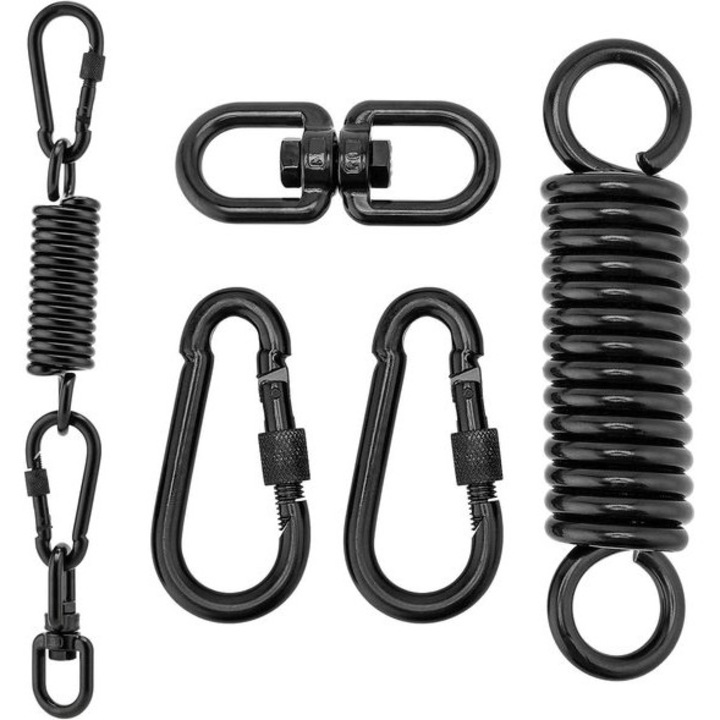 Set leagan din otel cu arc, 360 rotatie, 2 piese, negru, capacitate 220 kg