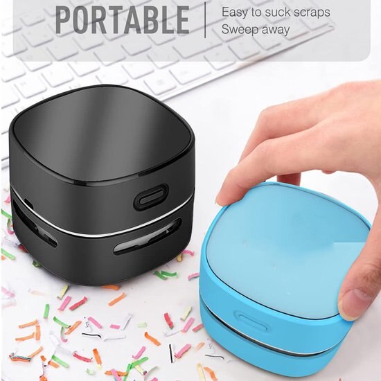 Aspirator desktop mini, design compact, alimentare cu baterii, putere de aspirare 450 Pa, 7.9x7.9x6 cm, negru