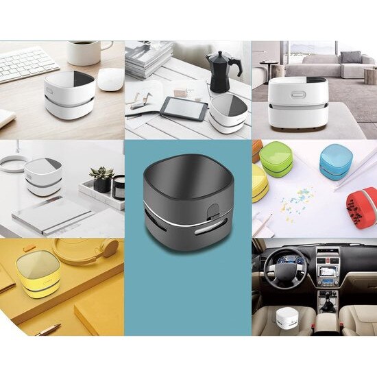 Aspirator desktop mini, design compact, alimentare cu baterii, putere de aspirare 450 Pa, 7.9x7.9x6 cm, negru