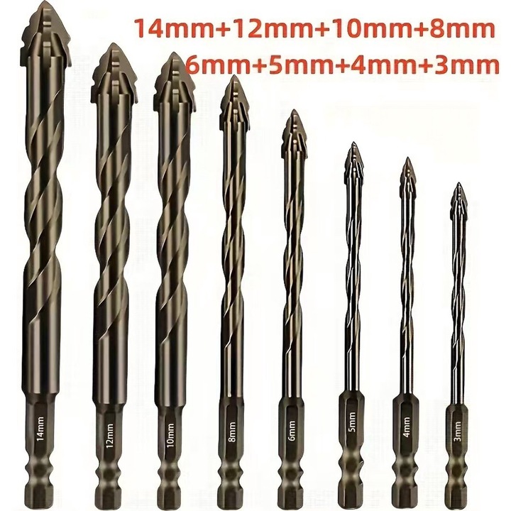 Set de burghie excentrice, acoperite cu titan, dimensiuni multiple, duritate ridicata, pentru prelucrarea metalelor