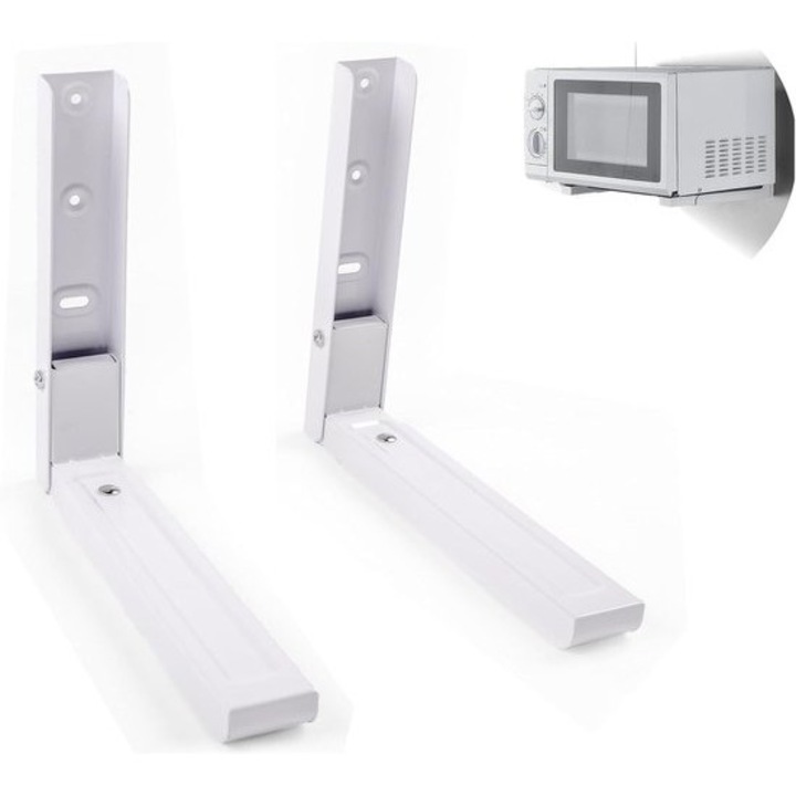 Suport de perete pentru cuptor cu microunde, set de 2, din otel, capacitate 60 kg, design pliabil, 47cm