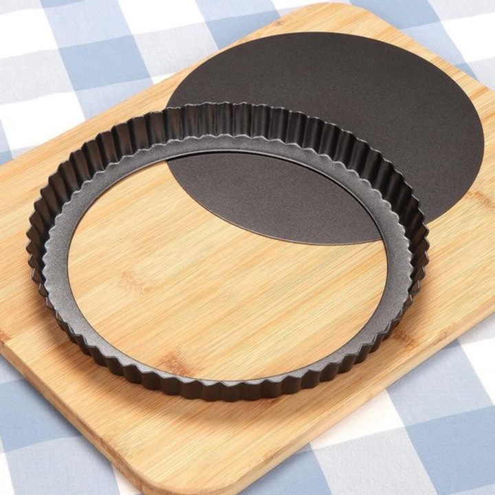 Tava de copt cu fund detasabil, 26cm, otel carbon emailat, argintie