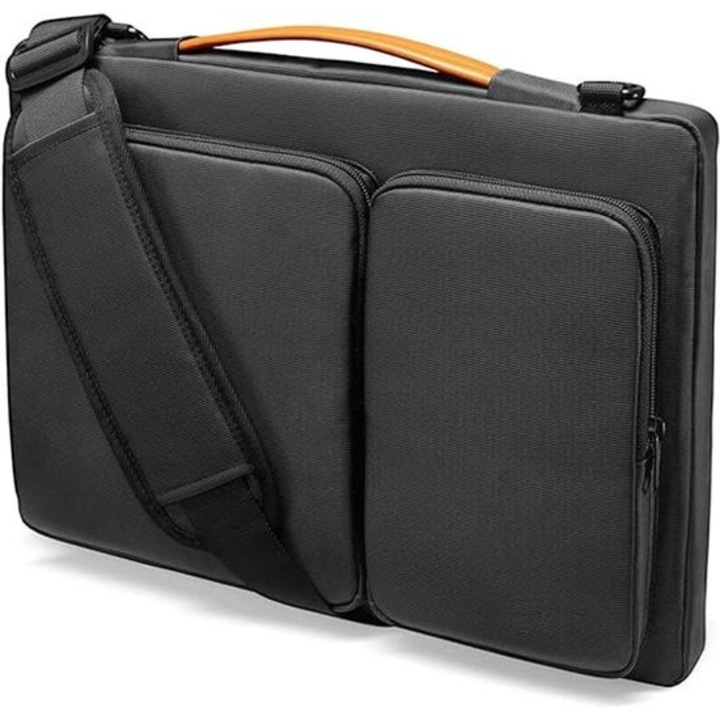 Geanta laptop, 15.6 inch, protectie 360°, compartimente multiple, neagra