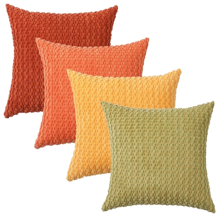 Fete de perna decorative, 4 piese, corduroy, multicolor, 45x45cm