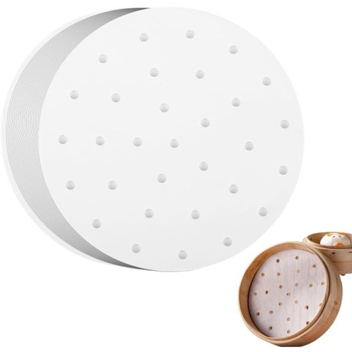 Set 100 foi de hartie de copt, 20cm, rotunde, rezistente la caldura, fara BPA, cu baza din bambus