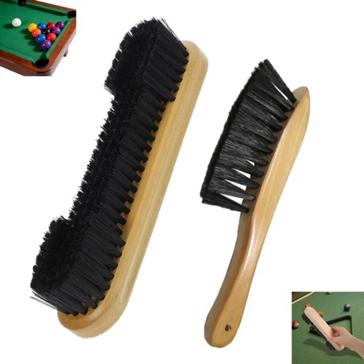 Set de 2 perii pentru curatarea mesei de biliard, negru, dimensiuni diferite