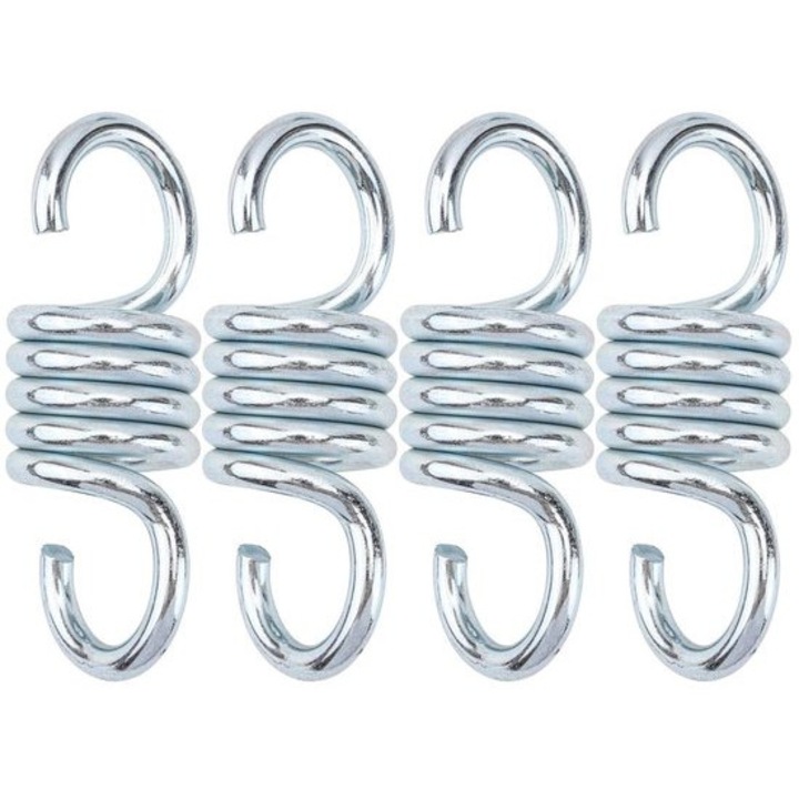 Springs cu carlige - set 4 arcuri din otel inoxidabil pentru suspendarea hamacelor si leaganelor, 105x37x6.5mm