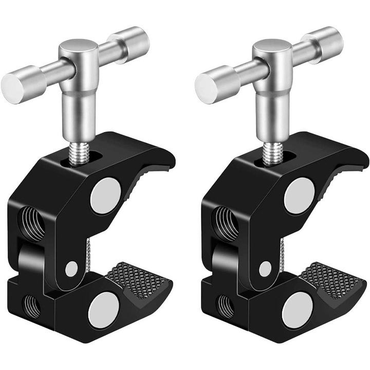Комплект стойки за камера, Magic Arm Clip, закрепване с резба, 2 броя, алуминий, 120гр