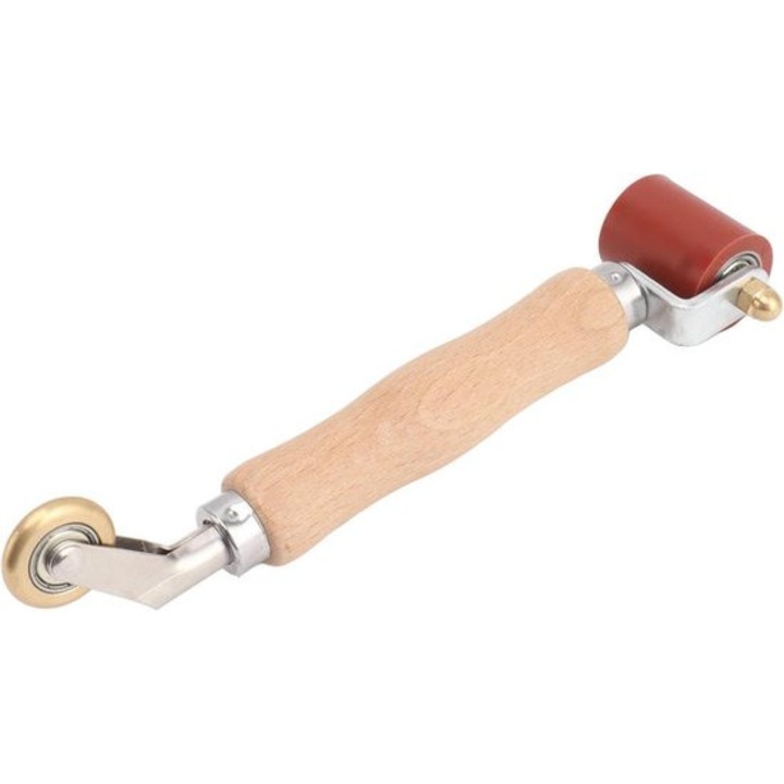 Rola de presiune cu doua capete, 40mm, maner din lemn, pentru sudare PVC/TPO, rosie