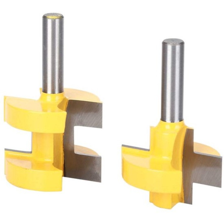 Set de freze pentru lemn, 8mm diametru shank, din carbide, design anti-reversibil