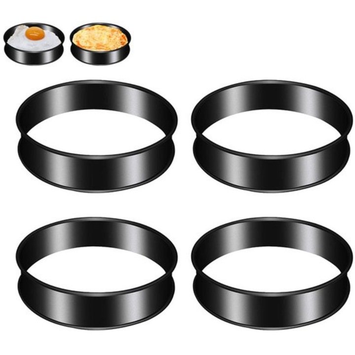 Set 4 Forme Muffin 10.5cm, Inox, Non-aderente, Negru