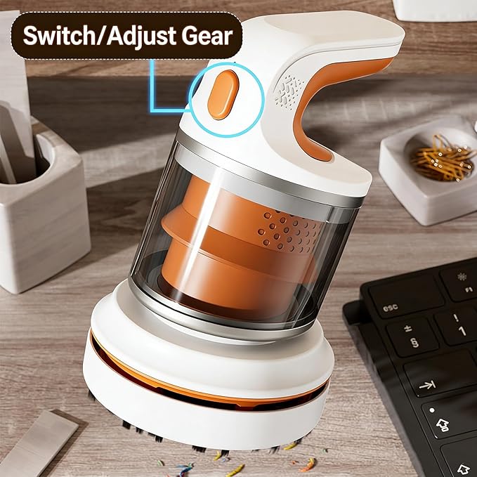 Aspirator mini desktop, tip-C, fara fir, cu duza plata si perie, multicolor, 60 minute autonomie