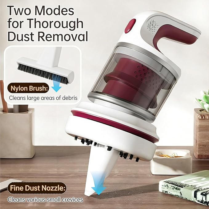 Aspirator mini desktop, tip-C, fara fir, cu duza plata si perie, multicolor, 60 minute autonomie