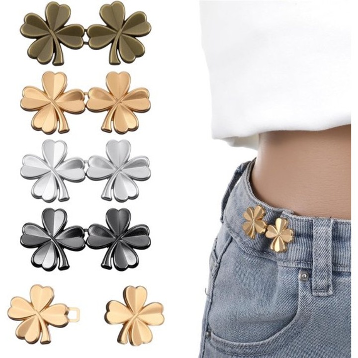 Set de 5 catarame ajustabile pentru blugi, 4 culori, din aliaj de zinc, dimensiune 4.6x2.2cm