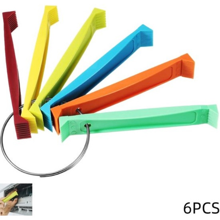 Set 6 piese perii si piepteni plastic pentru curatare aer conditionat multicolor 116x20mm
