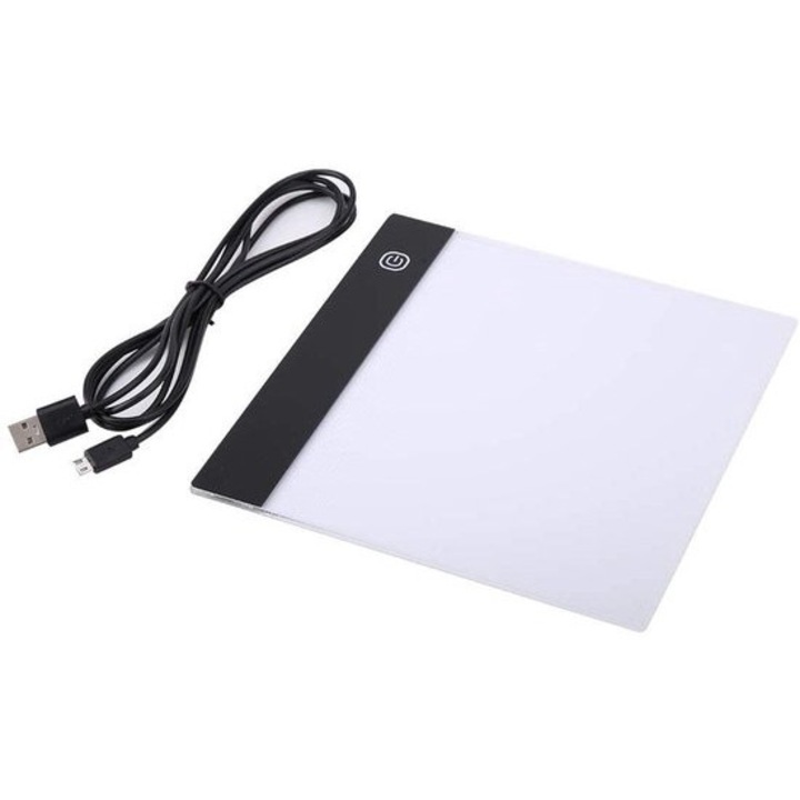 LED grafikus tábla, A5, 3 fényerő beállítás, fekete+fehér, 21x14.8x1.2cm, 1 darabos szett